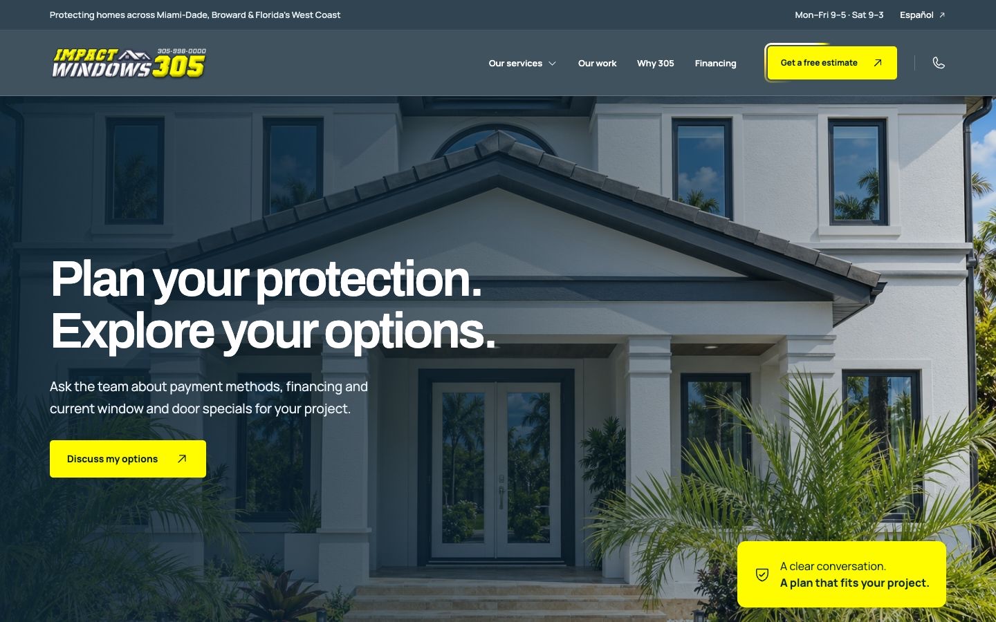 Impact Windows 305 financing page presents the next steps for exploring payment options