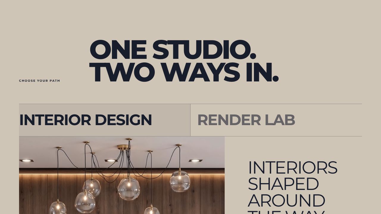 MARFER service selector with Interior Design and Render Lab paths