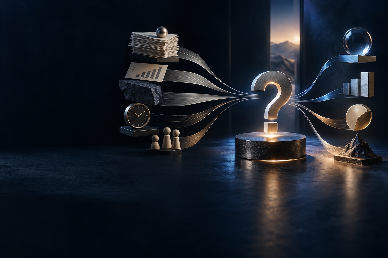Business inputs and constraints converging into one precise concept question