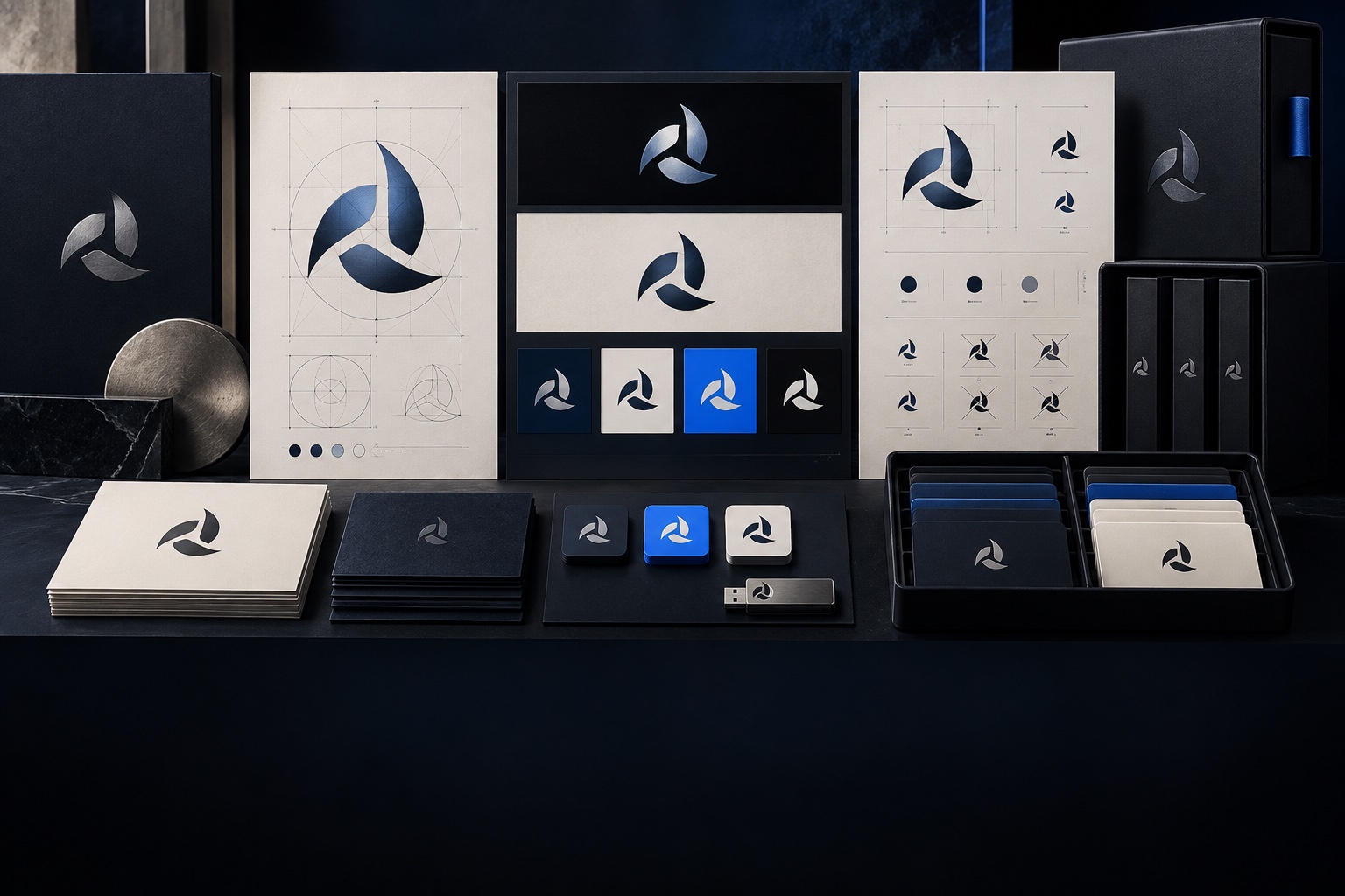 A complete logo package organized into master artwork, exports, and usage guidance