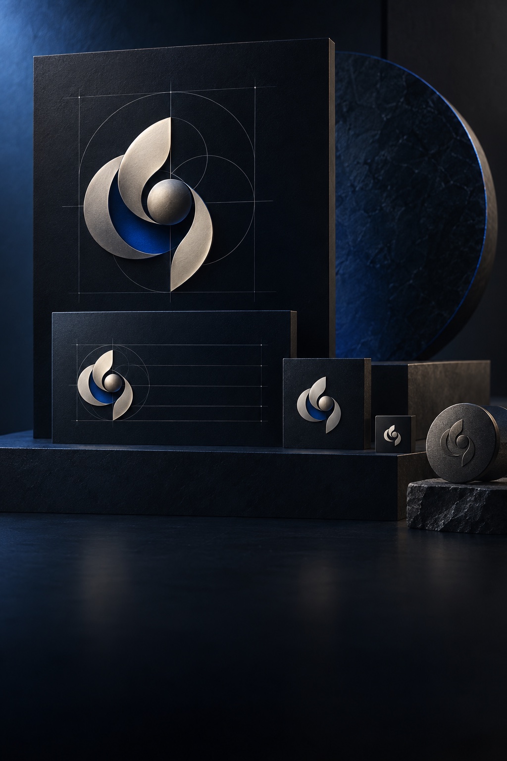 One abstract logo system adapting from a full signature to compact and small-scale configurations